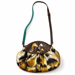 Anthropologie Jasper & Jeera Giraffe Crossbody Bag – Ikat Print Boho Leather